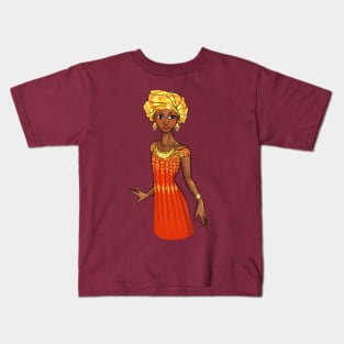 Black is Beautiful - Chad African Heritage Melanin Girl in traditional outfit Kids T-Shirt